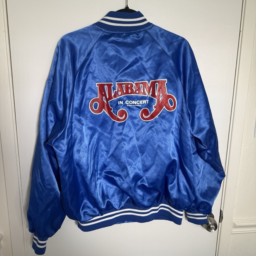 Vintage Auburn XL Music Group Alabama Satin Jacket Blue Made In USA 80s